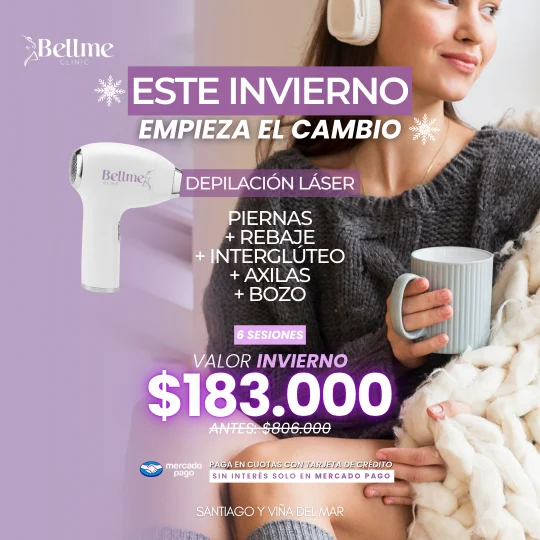 Campaña de invierno · Depilación láser, pieza gráfica de Bellme Clinic