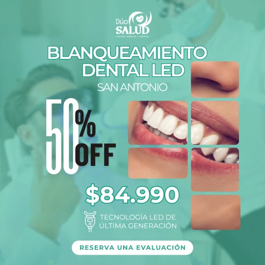 Blanqueamiento dental LED, pieza gráfica de Dúo Salud