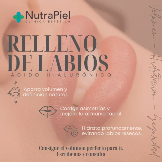 Contenido de servicio · Relleno de labios, pieza gráfica de NutraPiel